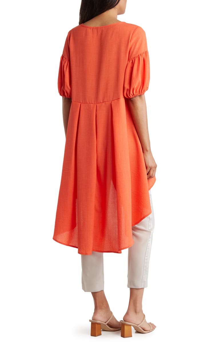 PATRIZIA LUCA Ruched Sleeve High-Low Tunic Top, Alternate, color, Orange