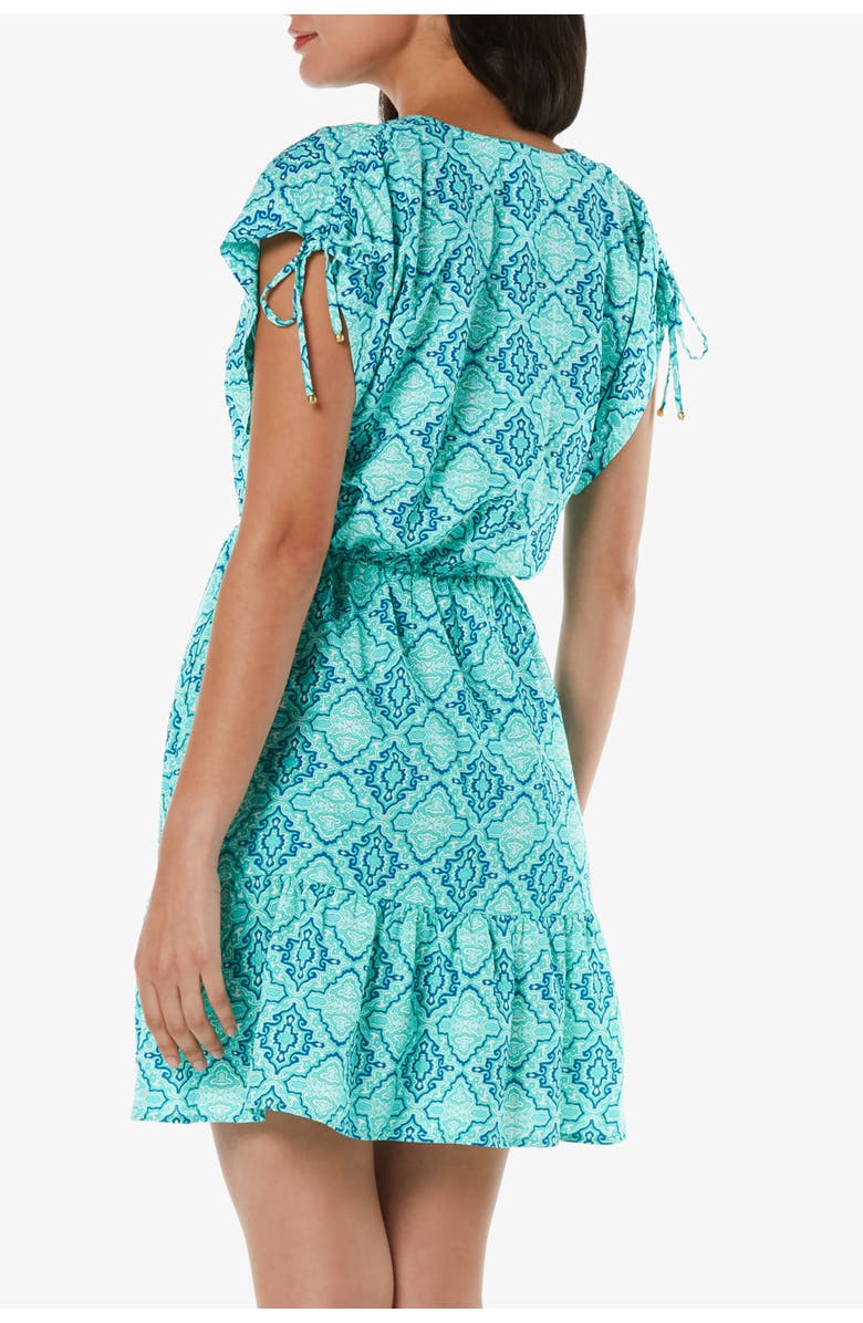 HELEN JON V-Neck Dress, Alternate, color, Marbella Tile