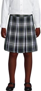 Lands' End School Uniform Girls Plaid Box Pleat Skirt Top of the Knee