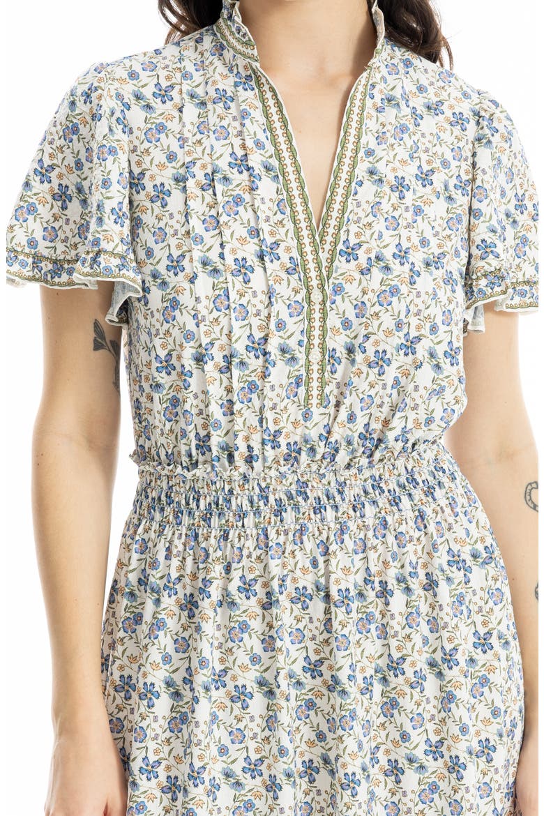 Flutter Sleeve Maxi Dress, Alternate, color, CREAM/ SKY