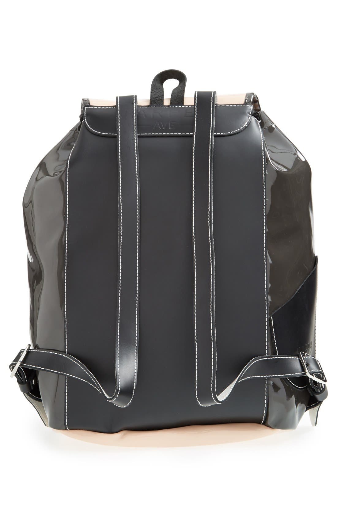 'Minjun' Faux Patent Leather Backpack, Alternate, color, BLUSH/ SLATE