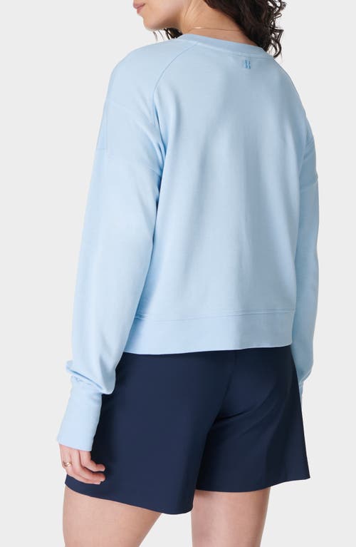 Sweaty Betty After Class Cotton Blend Crop Sweatshirt In Breeze Blue