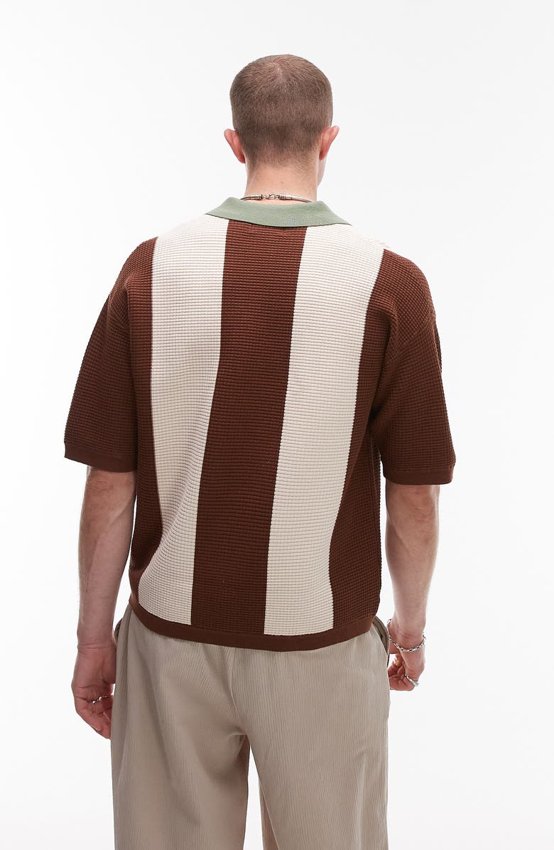 Topman Revere Colorblock Stripe Knit Polo, Alternate, color,