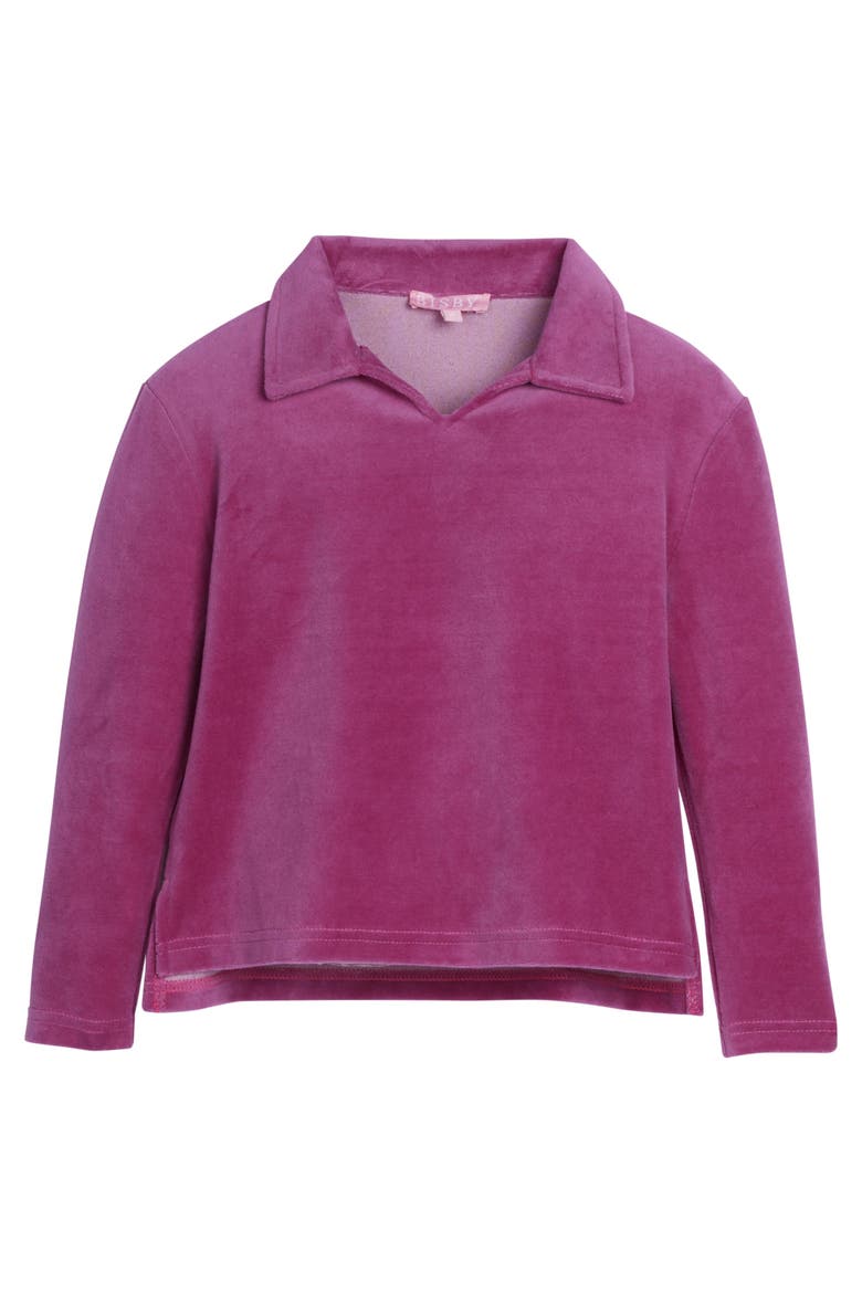 Kids' Velour Polo Pullover, Main, color, Magenta Velour