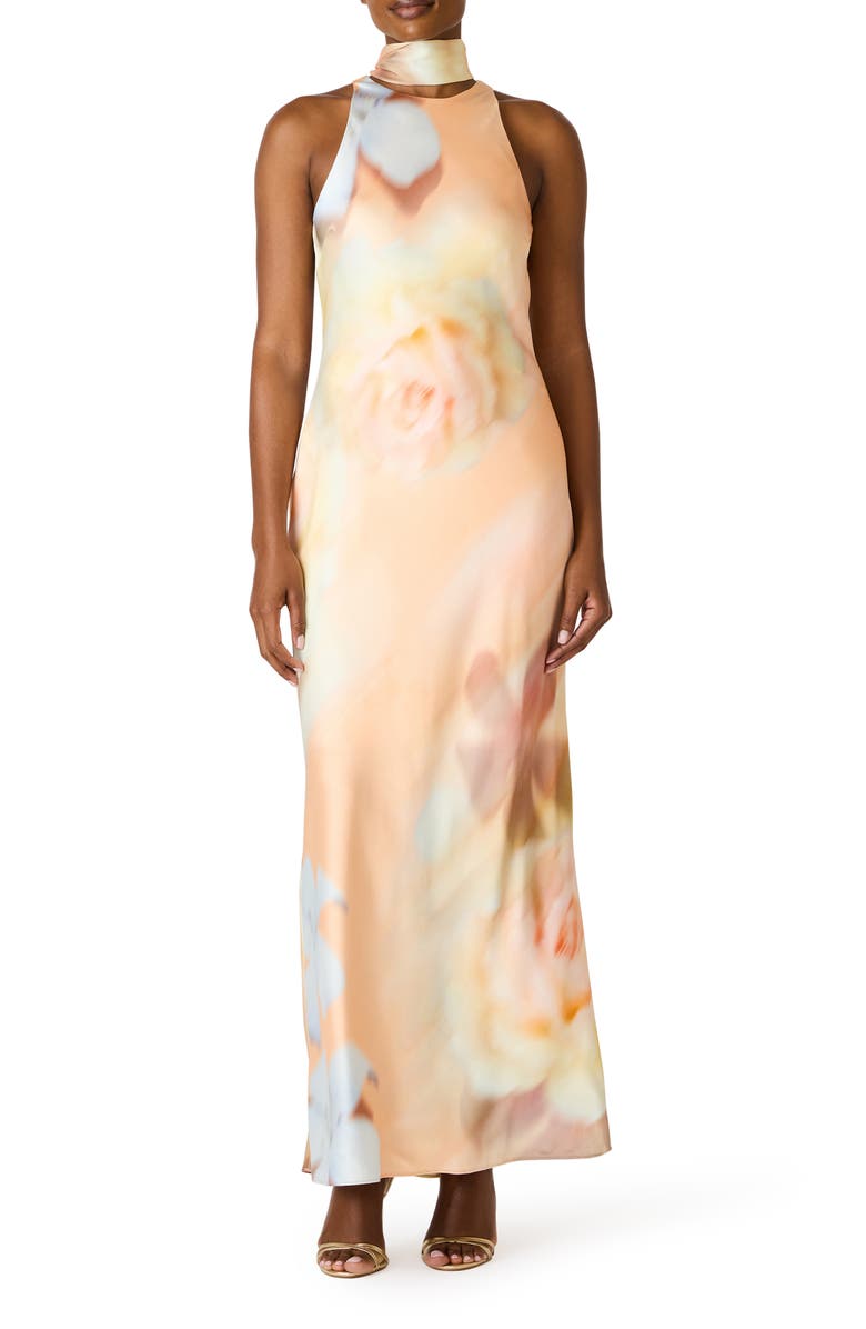 Steve Madden Jaidan Satin Scarf Maxi Dress, Main, color, Coral Haze