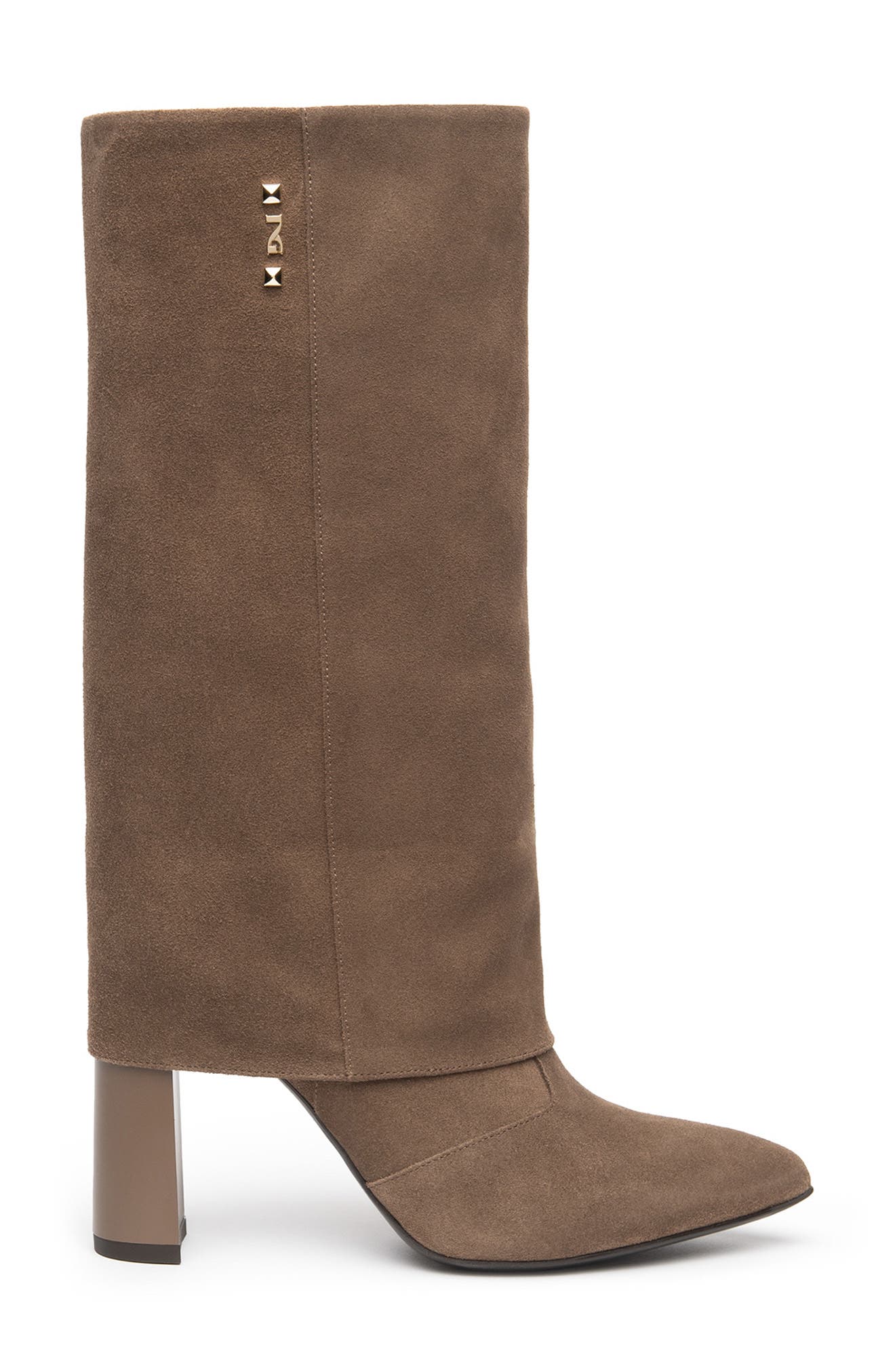 Pointed Toe Cuff Leather Boot, Alternate, color, BARK