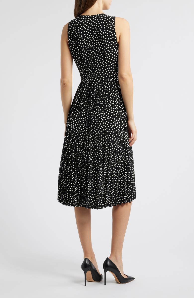 Anne Klein Polka Dot Pleat Skirt Midi Dress, Alternate, color, 