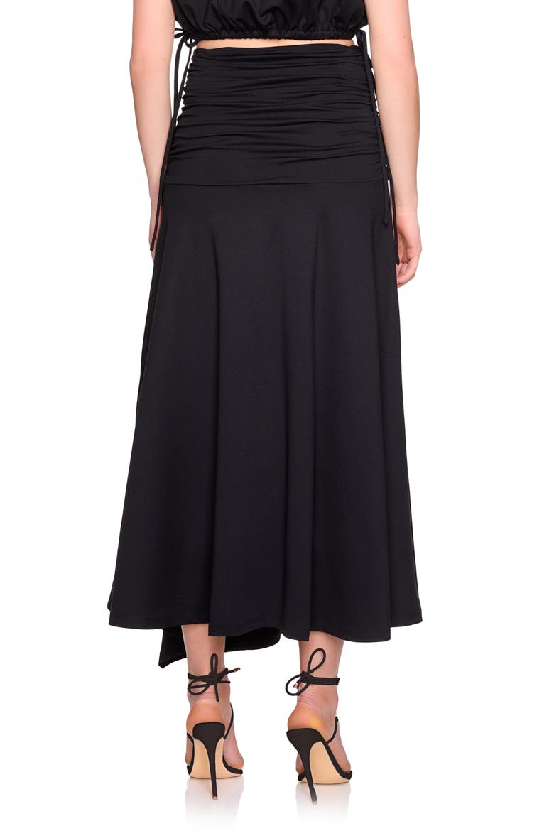 Gathered Midi Skirt, Alternate, color, BLACK