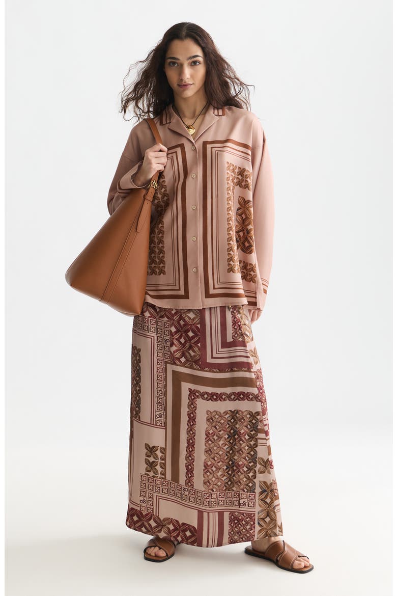 Print Ankle Skirt, Alternate, color, TILES FOULARD ROSEDUST