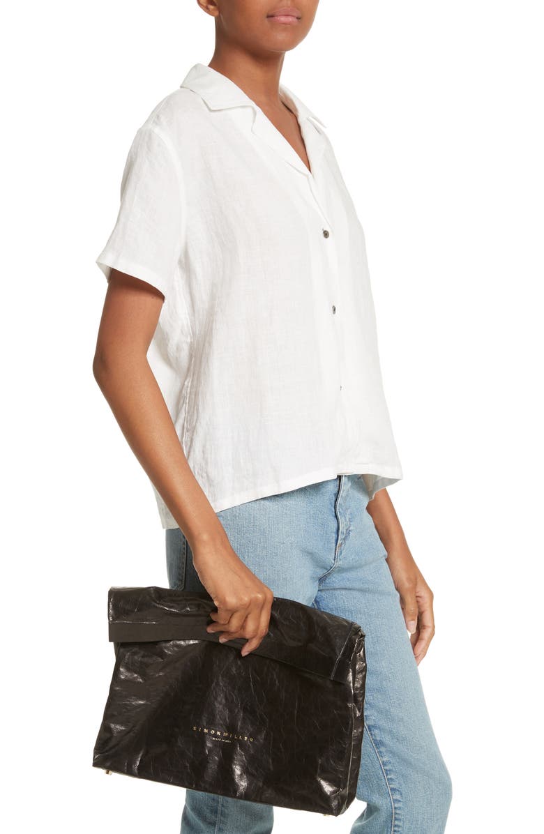 Simon Miller Lunchbag Leather Roll Top Clutch, Alternate, color,