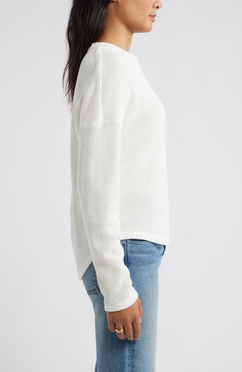 Caslon<sup>®</sup> Long Sleeve Waffle Knit T-Shirt, Alternate, color, Ivory Pristine
