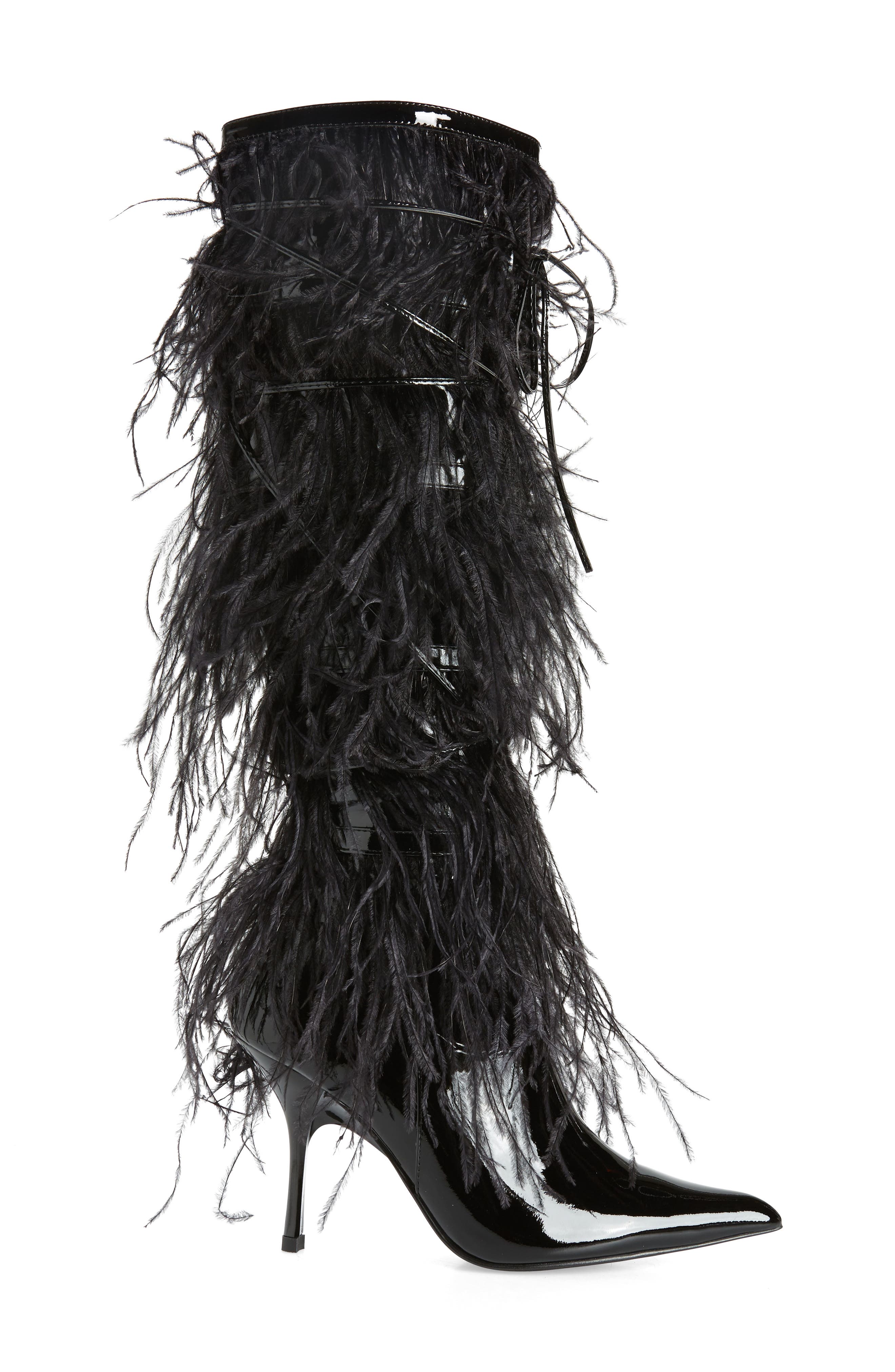 Shake-Ya Feather Over the Knee Boot, Alternate, color, BLACK PATENT MULTI