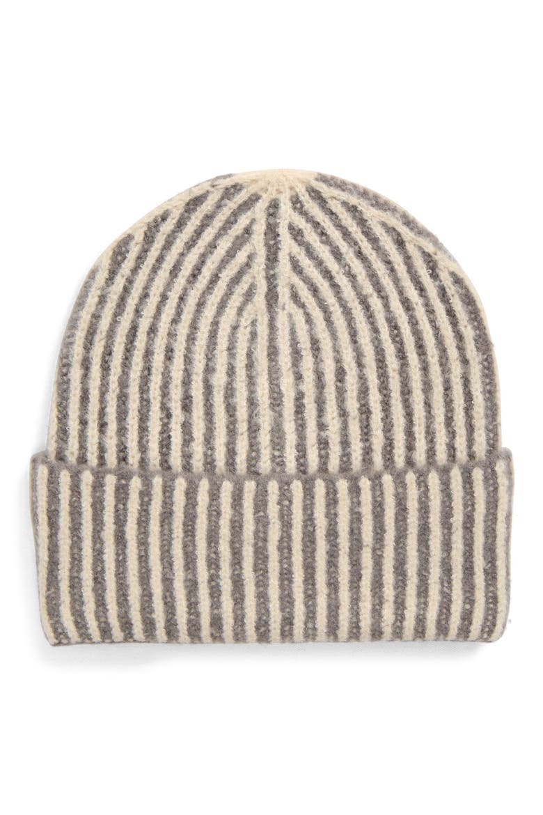 Ribbed Cuffed Beanie, Main, color, LIGHT GREY