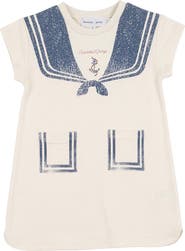 Charlotte & George Stretch Jersey Sailor Collar Printed Dress