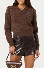 ASTR the Label Dasia Embellished V-Neck Sweater