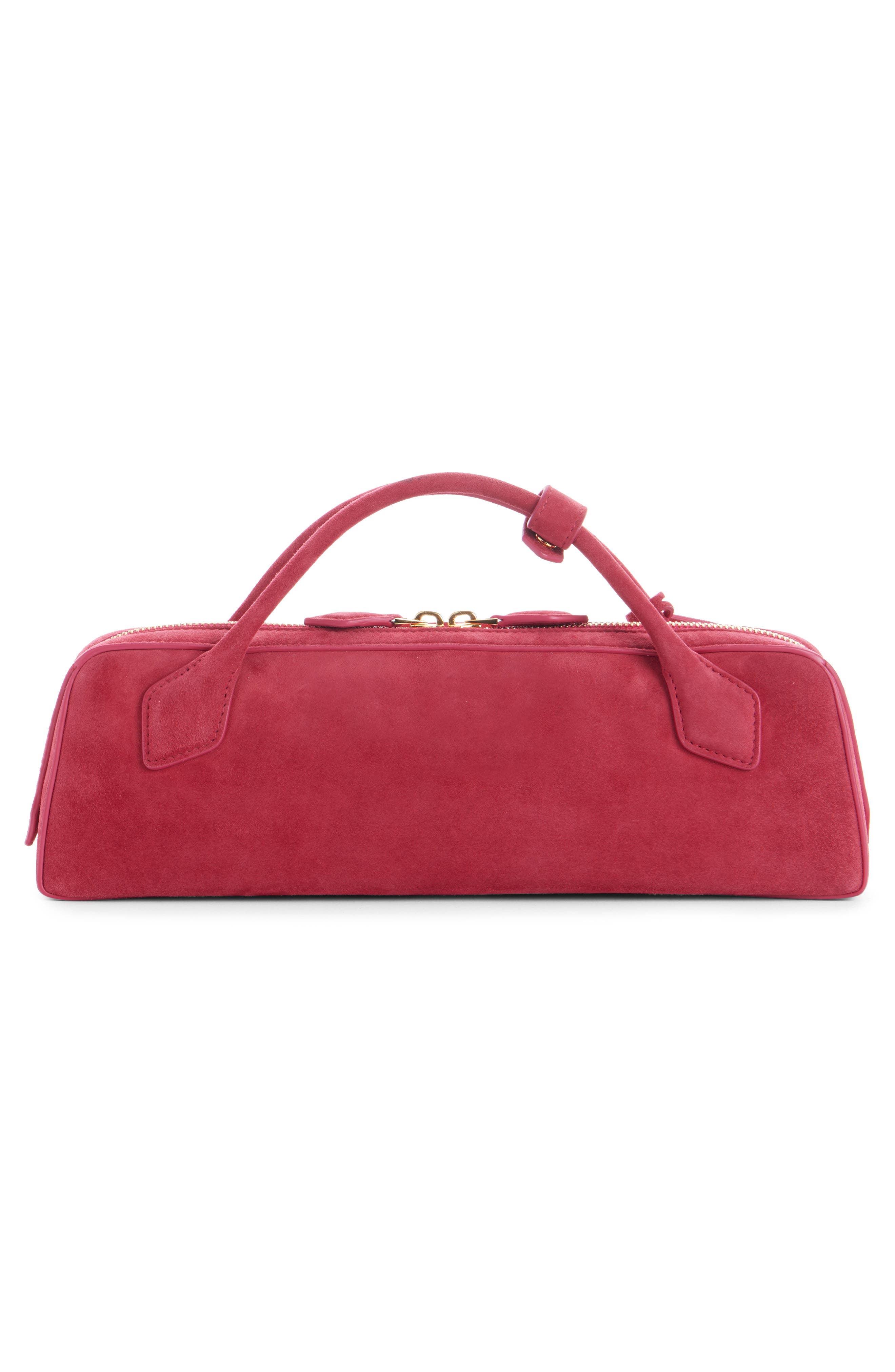 Le Teckel Suede East/West Clutch, Alternate, color, FRAMBOISE