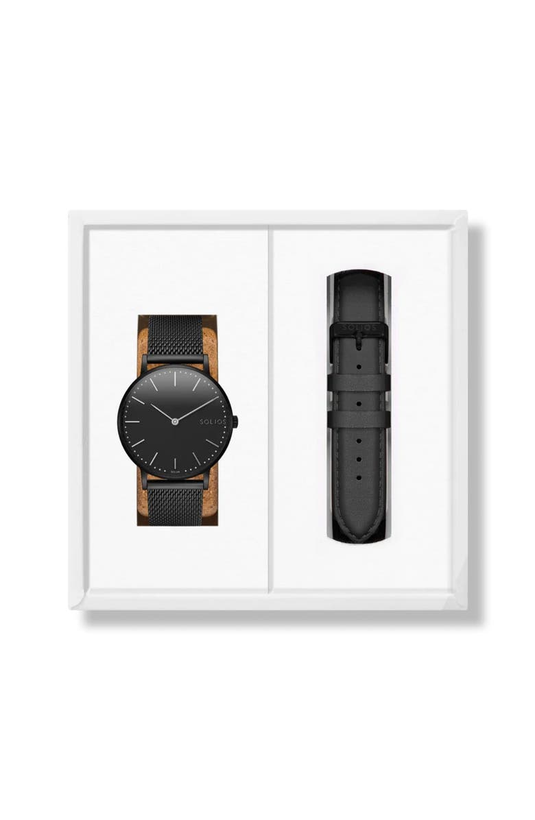 Solios Watches The Solar Classic Bundle | Black Dial - Black Case, Main, color, 