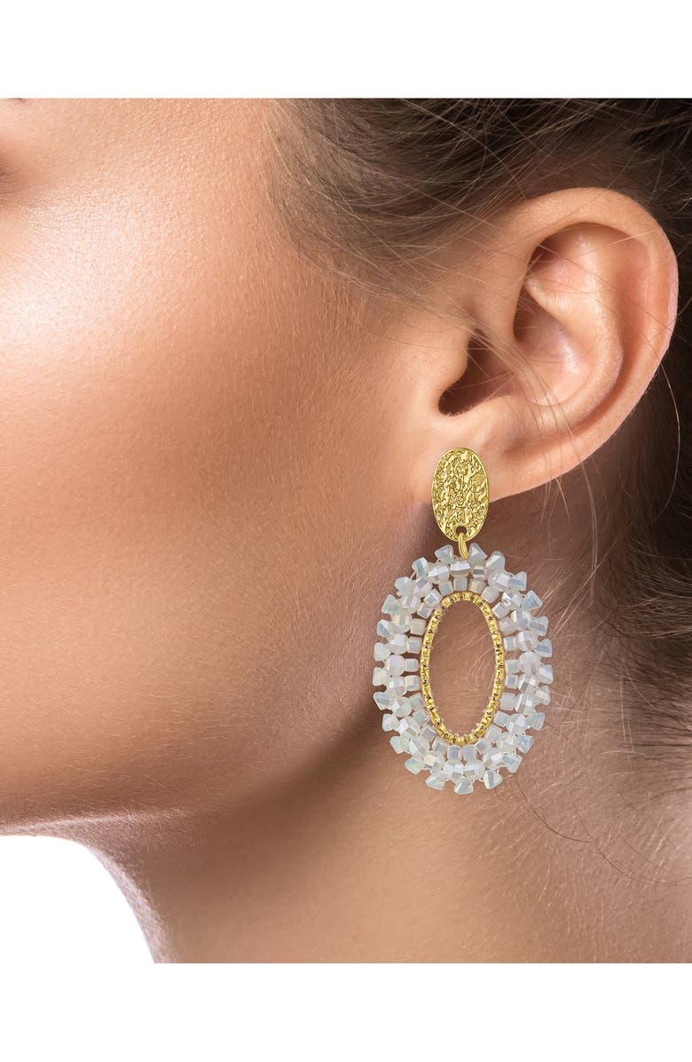 JARDIN Crystal Bead Open Drop Earrings, Alternate, color, White/ Gold