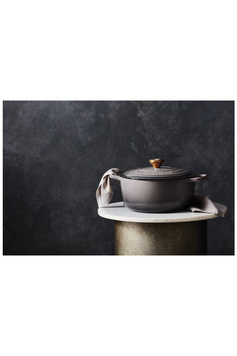 Signature 5.5-Quart Round Enamel Cast Iron French/Dutch Oven, Alternate, color, OYSTER