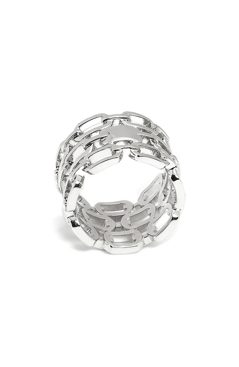 ZARUX Modern Link Ring, Main, color, White Gold