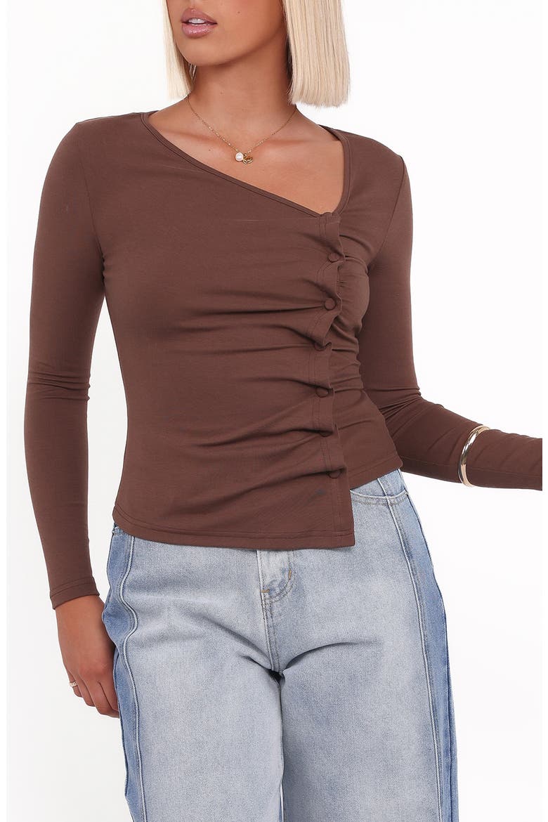 Ethel Asymmetric Knit Top, Main, color, CHOCOLATE