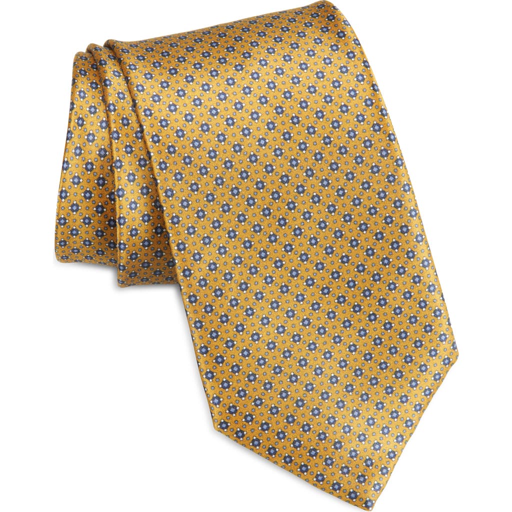 Brioni Micromedallion Silk Tie In Yellow