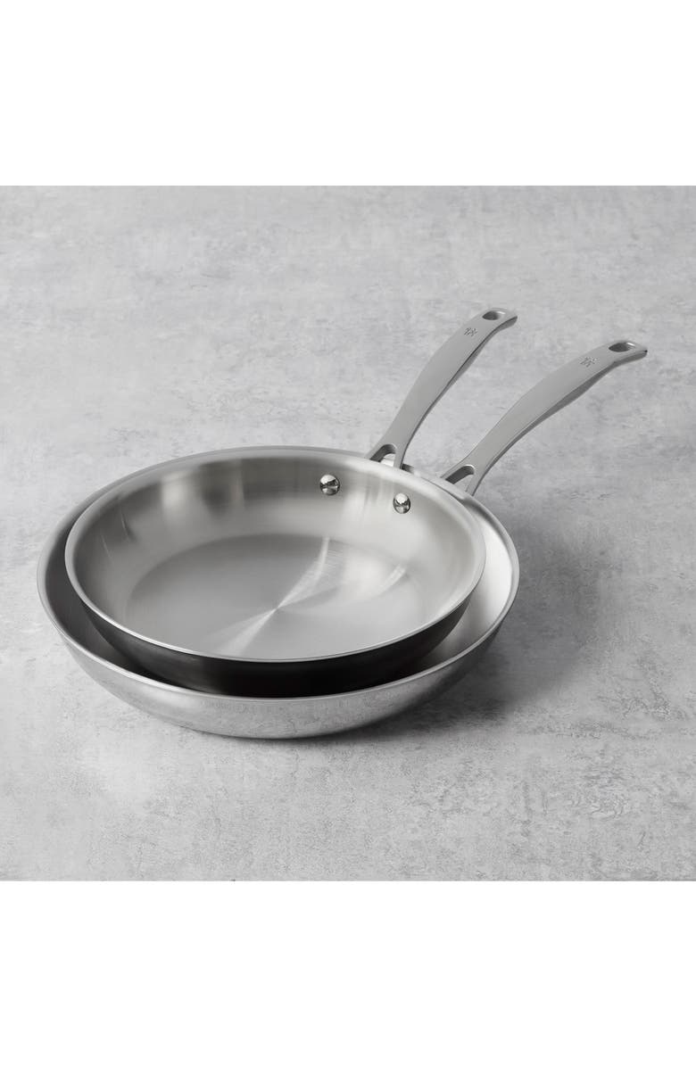 HENCKELS CUTLERY Clad H3 Two-Piece Stainless Steel Frying Pan Set, Alternate, color, Silver