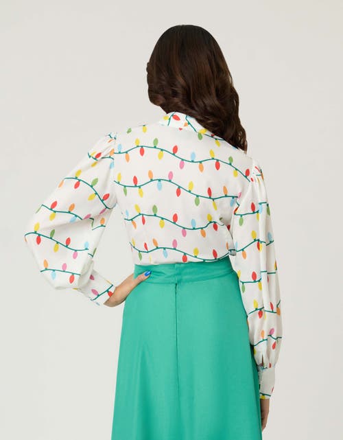 Unique Vintage Long Sleeve Neck Tie Gwen Blouse In Multi