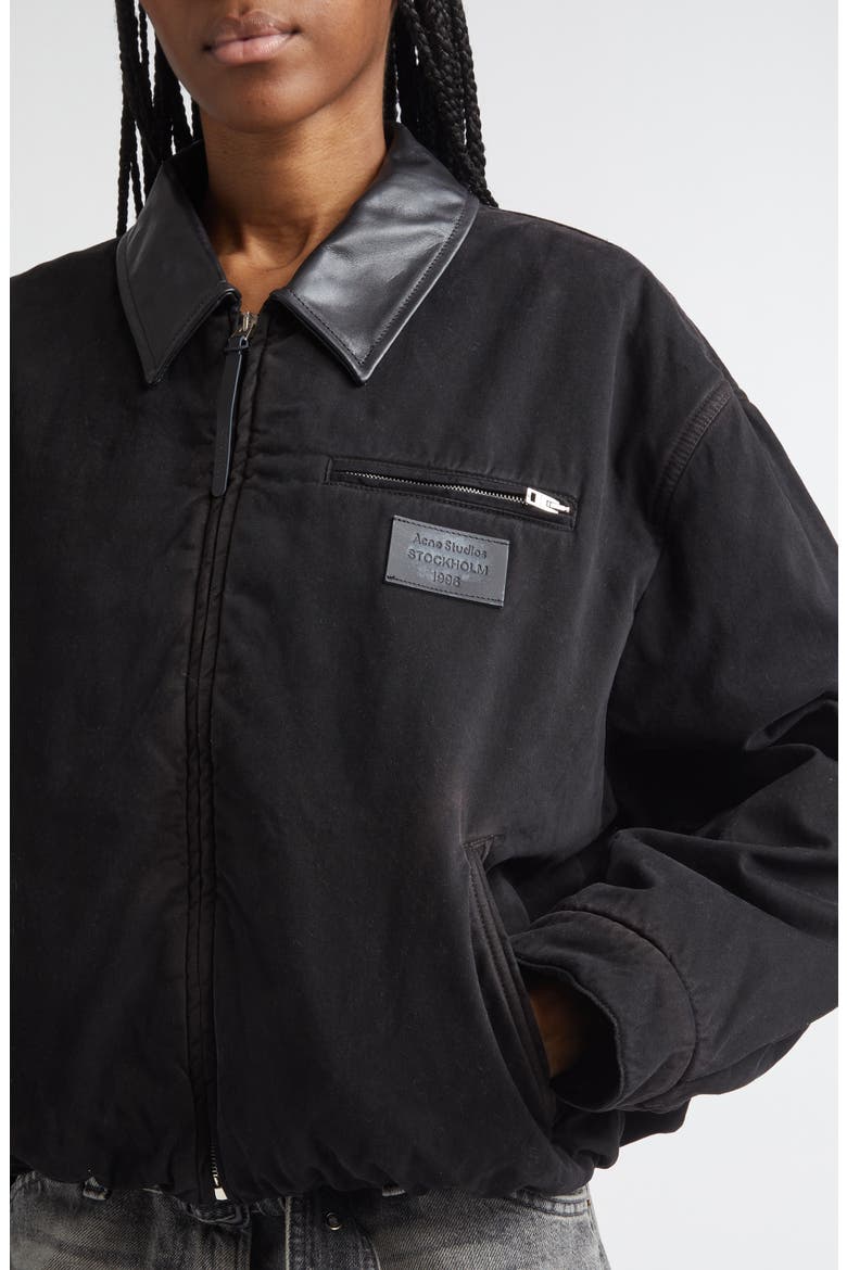 Washed Organic Cotton Twill Bomber Jacket, Alternate, color, DARK BROWN
