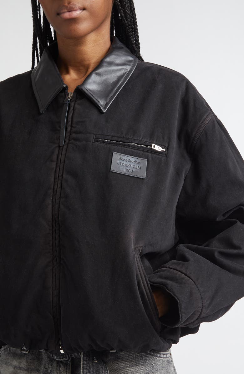 Acne Studios Washed Organic Cotton Twill Bomber Jacket, Alternate, color, Dark Brown