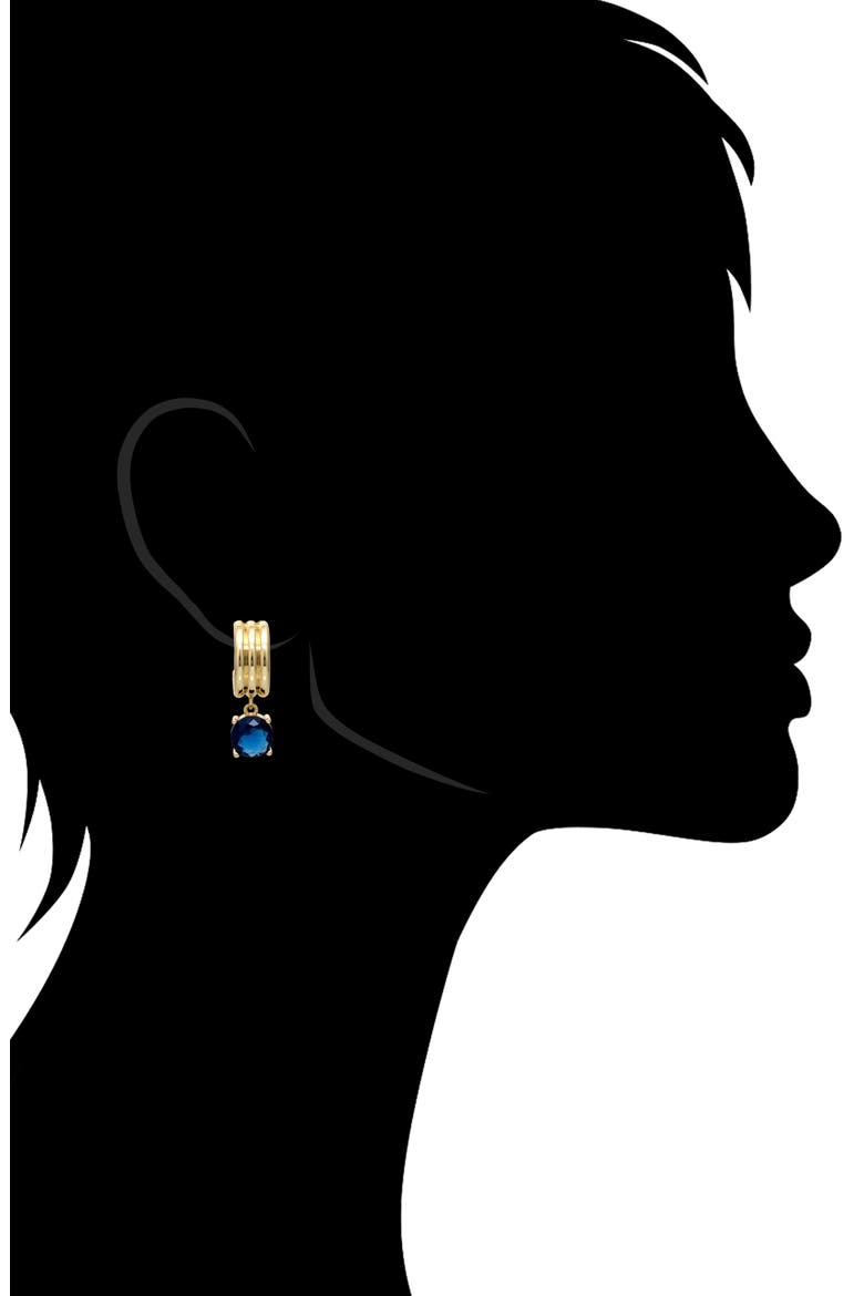 Cubic Zirconia Drop Hoop Earrings, Alternate, color, SAPPHIRE