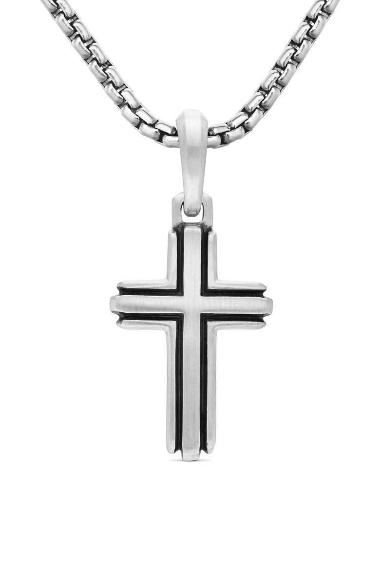 Deco Cross Enhancer Pendant, Main, color, SILVER