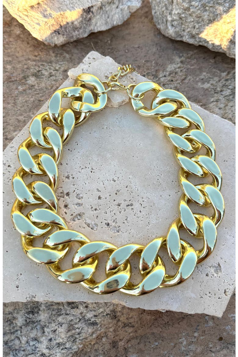 Chunky Curb Chain Collar Necklace, Alternate, color, GOLD