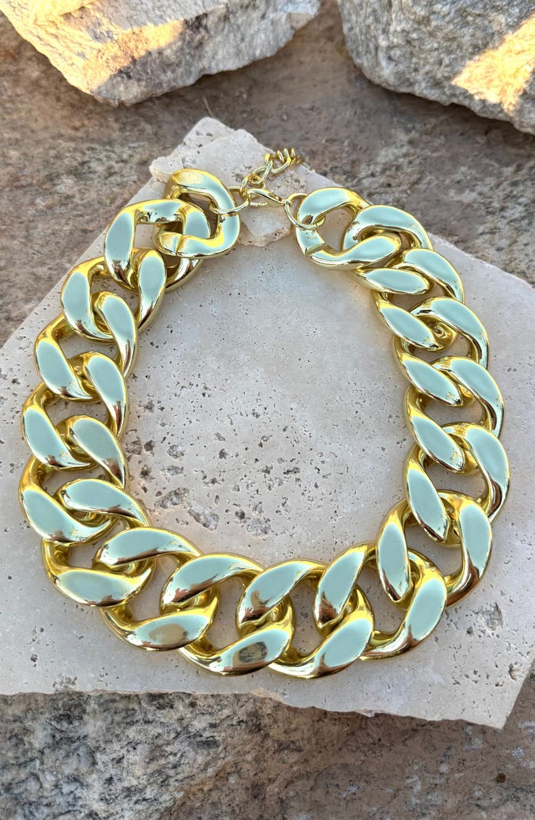 Adornia Chunky Curb Chain Collar Necklace, Alternate, color, Gold