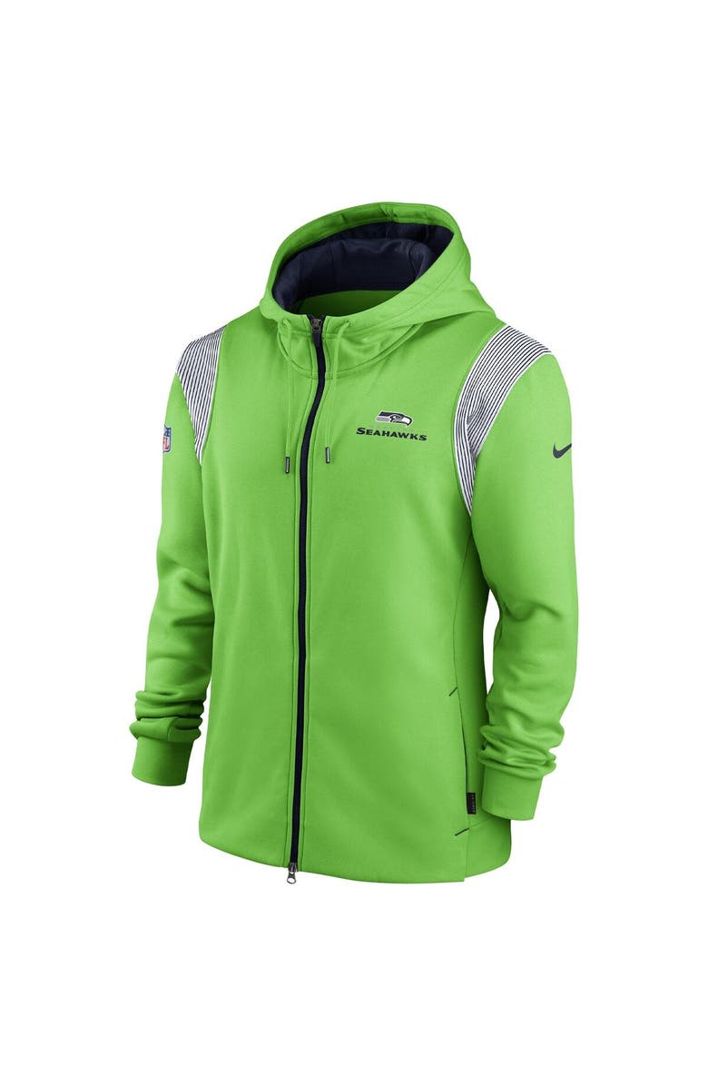 Nike Men's Nike Neon Green Seattle Seahawks Performance Sideline Lockup Full-Zip Hoodie, Alternate, color, 