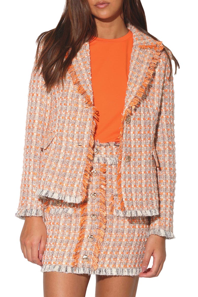 Damon Tweed Blazer Jacket, Main, color, MALIBU ORANGE TWEED