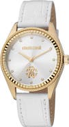 Roberto Cavalli Leather Strap Watch, 39mm
