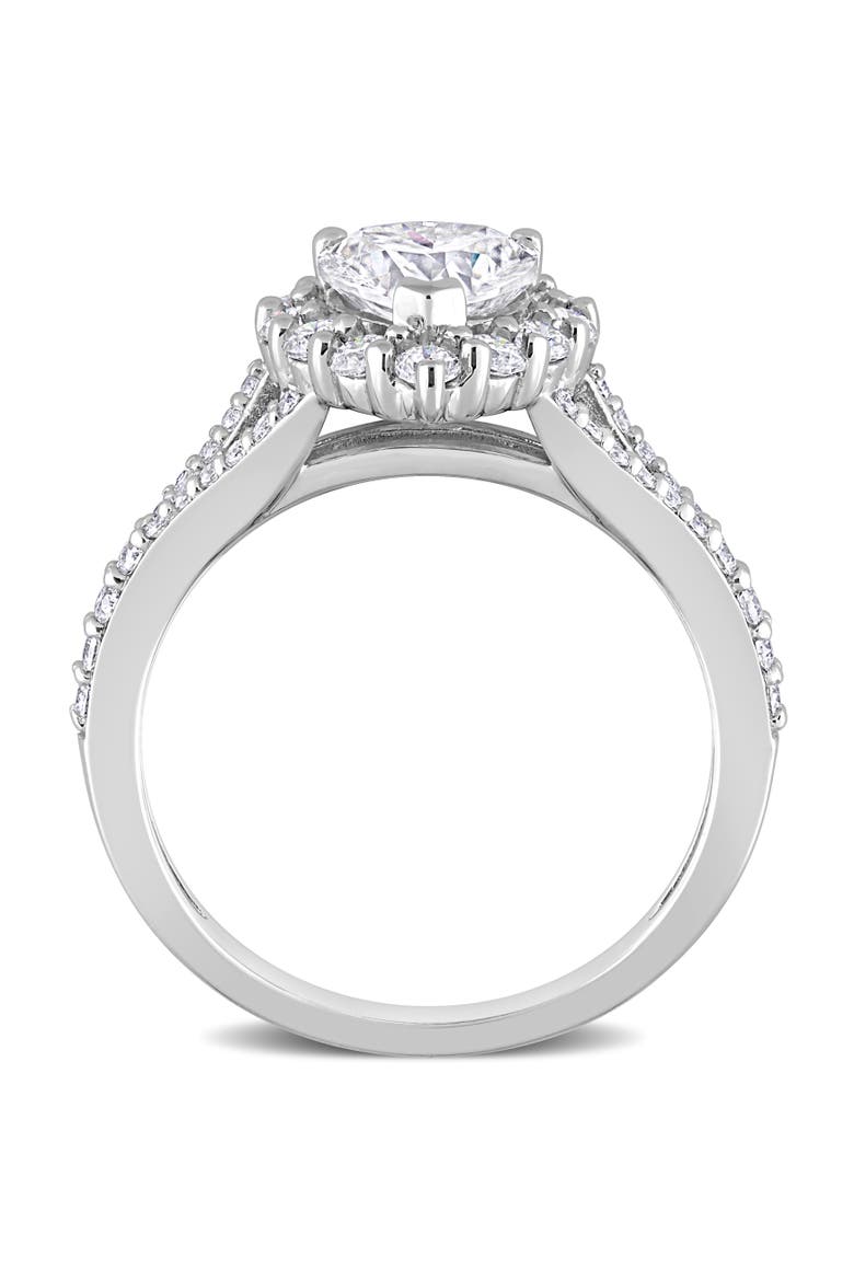 Moissanite Heart Halo Split-Shank Ring, Alternate, color, Sterling Silver