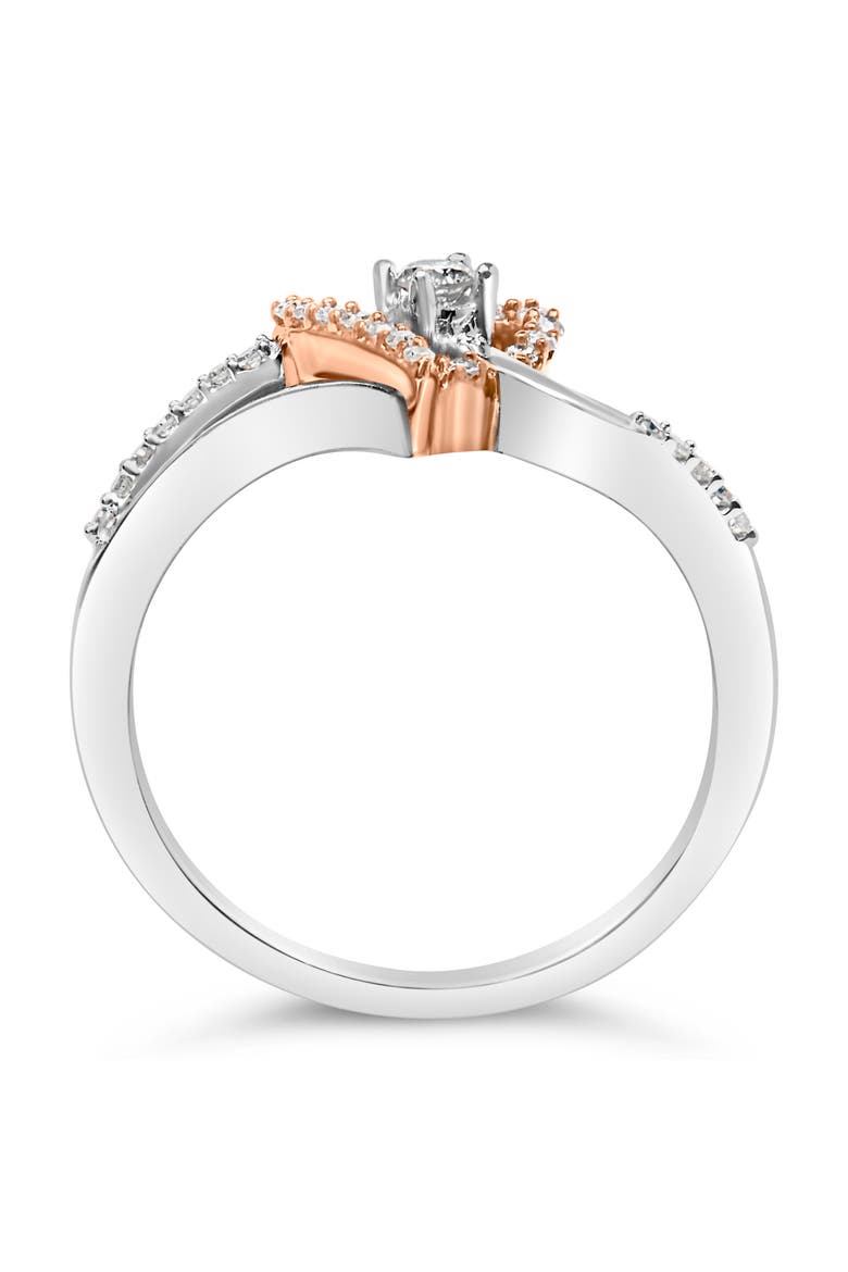 10K Rose Gold Plated Silver 1/5 Cttw Diamond Open Heart Promise Ring, Alternate, color, White Gold over Silver