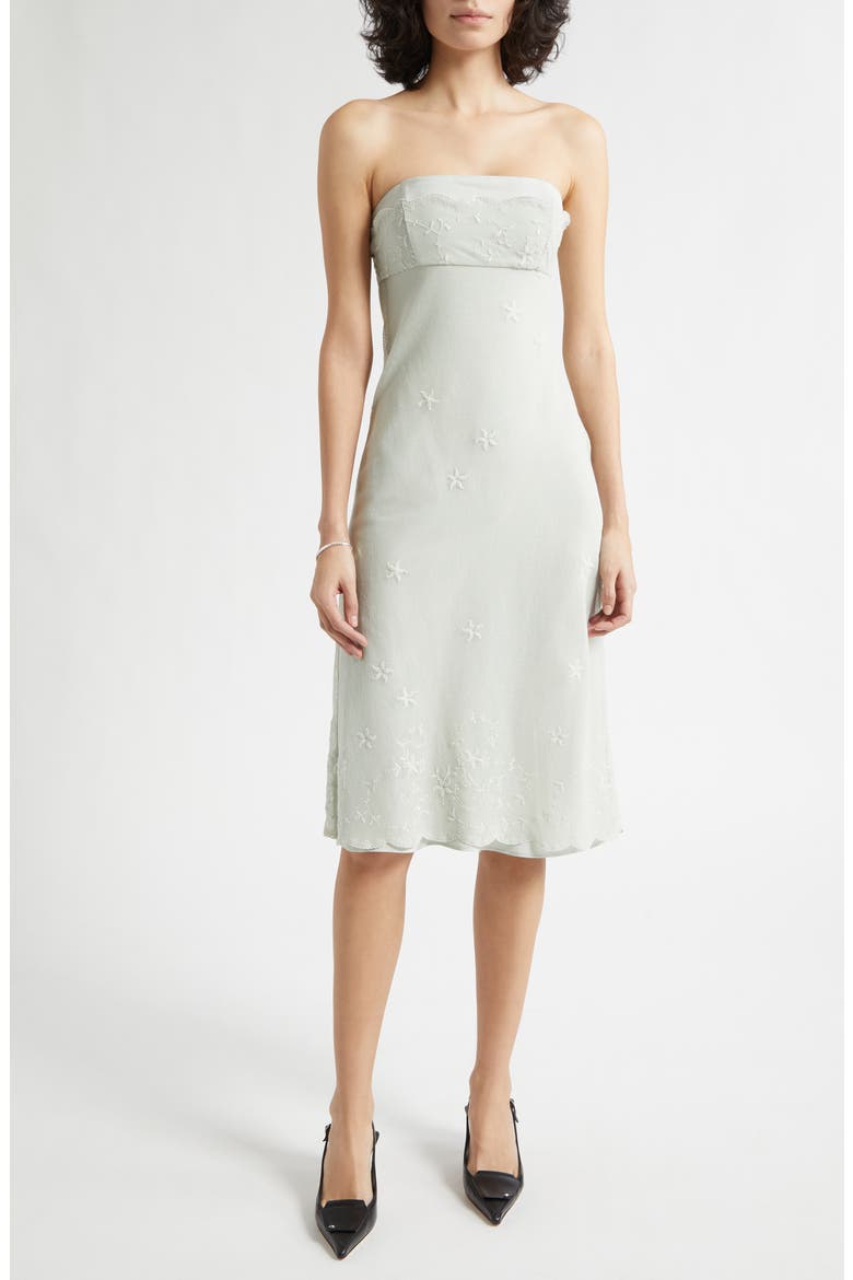 Strapless Silk & Tulle Scarf Dress, Alternate, color, SEAFOAM