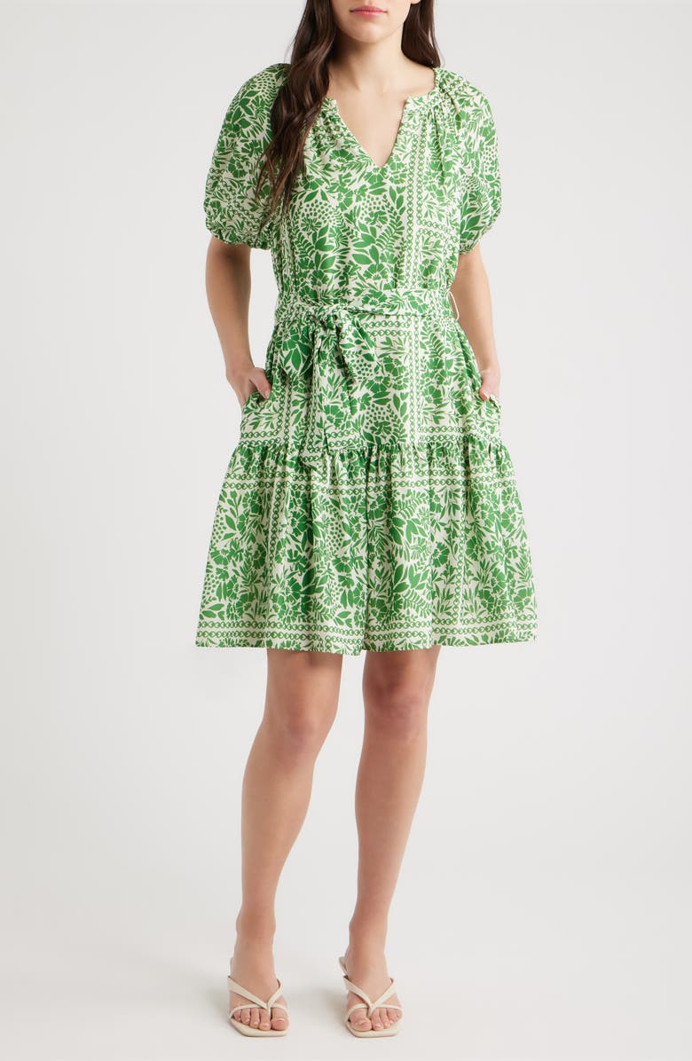 Julia Jordan Floral Puff Sleeve Minidress, Main, color, 