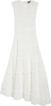 EENK Lace Paneled Asymmetric Maxi Dress
