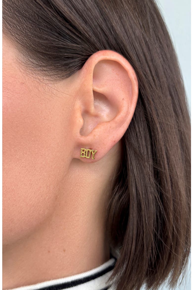 18K Gold Plated Boy Mom Mismatched Stud Earrings, Alternate, color, GOLD