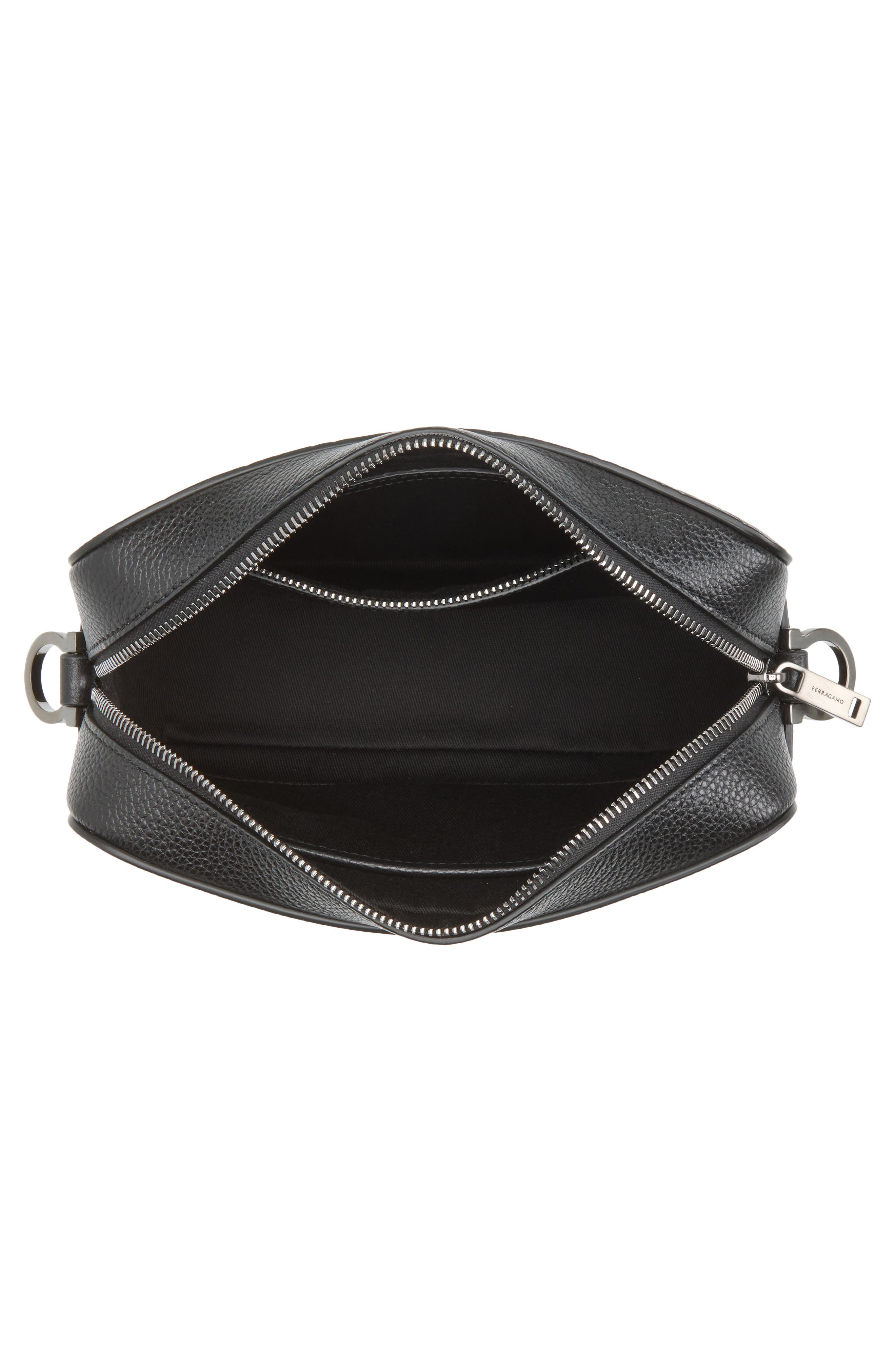 FERRAGAMO Embossed Gancini Shoulder Bag, Alternate, color, Nero
