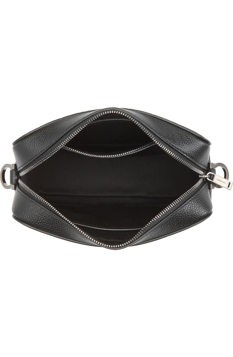 FERRAGAMO Embossed Gancini Shoulder Bag, Alternate, color, Nero