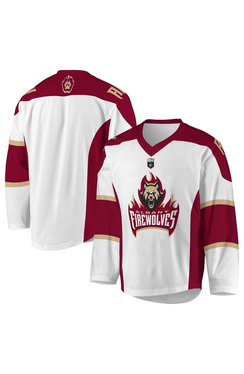 ADPRO Sports Youth White Albany FireWolves Sublimated Replica Jersey, Main, color,