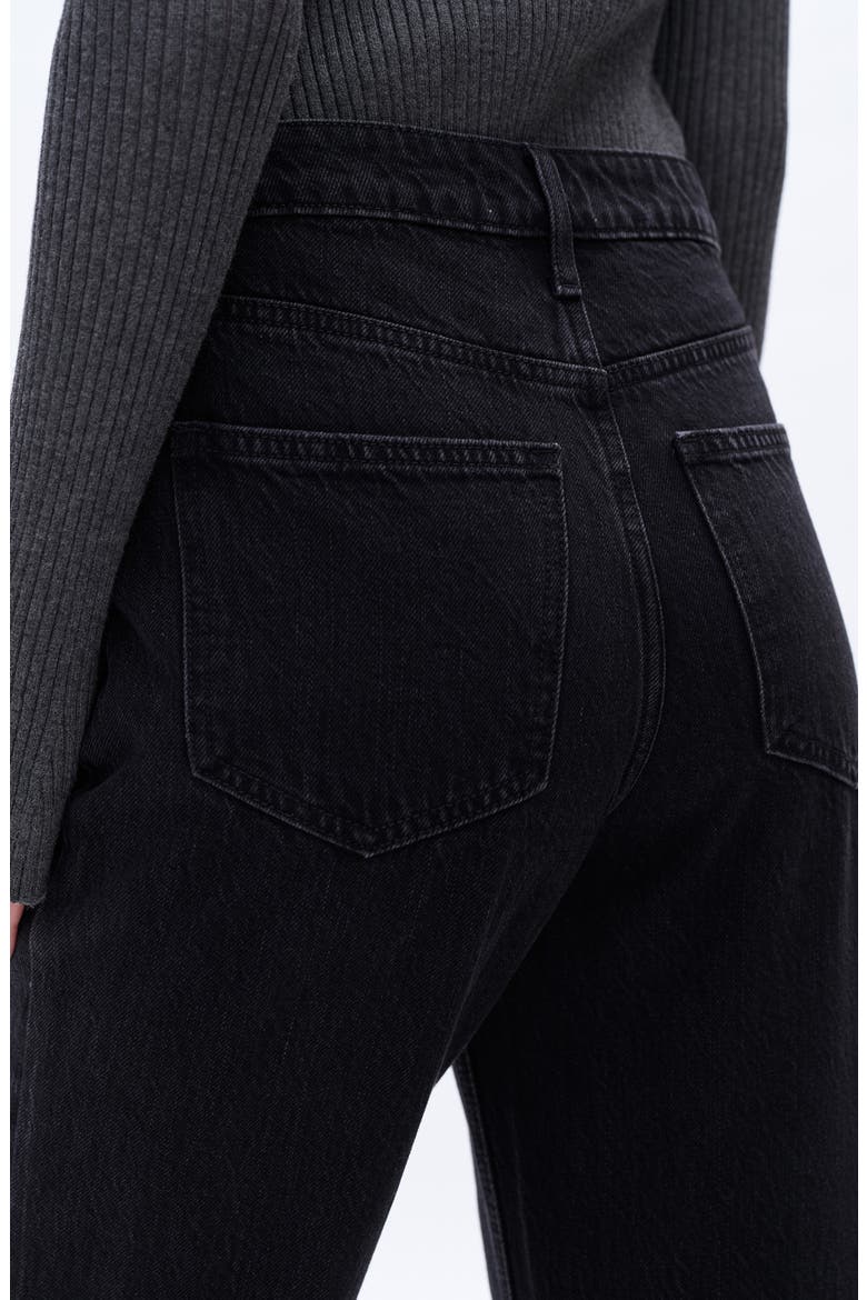 High Waist Lace Inset Rip Straight Leg Jeans, Alternate, color, SULFUR BLACK