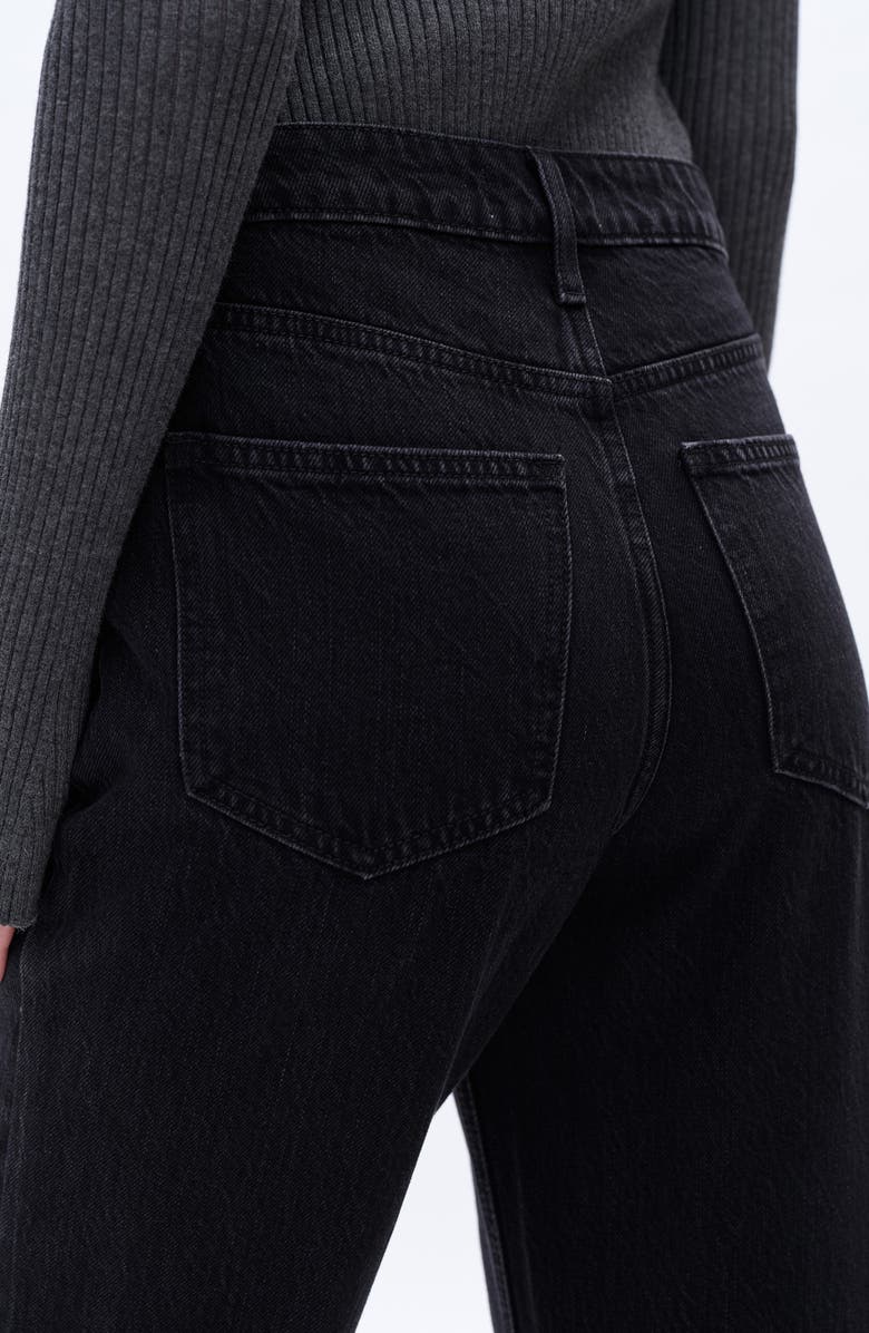 Bayeas High Waist Lace Inset Rip Straight Leg Jeans, Alternate, color, Sulfur Black