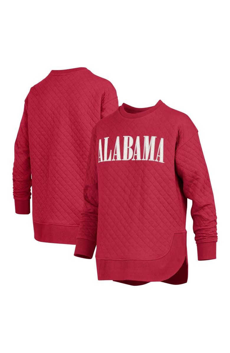 PRESSBOX Women's Pressbox Crimson Alabama Crimson Tide Quilted Long Sleeve Pullover Sweatshirt, Main, color, Crimson