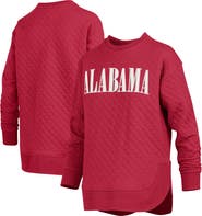 PRESSBOX Women's Pressbox Crimson Alabama Crimson Tide Quilted Long Sleeve Pullover Sweatshirt